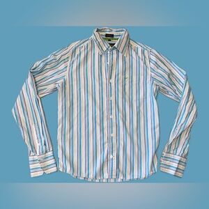 Hollister White & Blue Striped Long Sleeve Medium